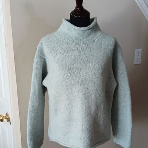 100 % Wool Elegant Cowl Neck Sweater - Soft Green ,Made In Nepal